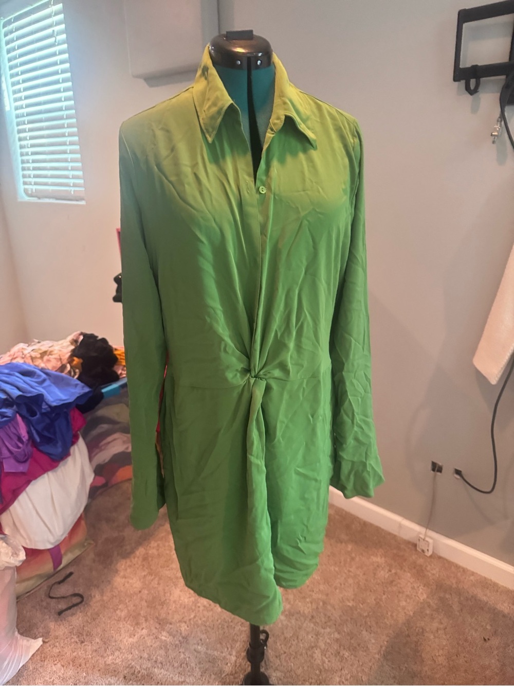 Abercrombie & Fitch Olive Green Button-Front Blouse TALL